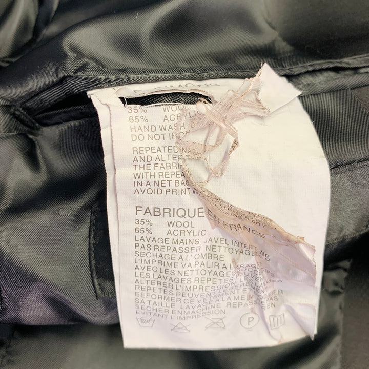 RAF SIMONS Size L Black White Satin Wool Acrylic Peak Lapel Contrast Trim Sport Coat