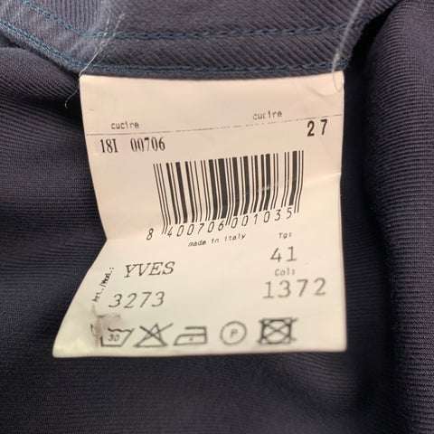 L.Y ADAMS Size L Navy Green Contrast Trim Cotton Long Sleeve Shirt