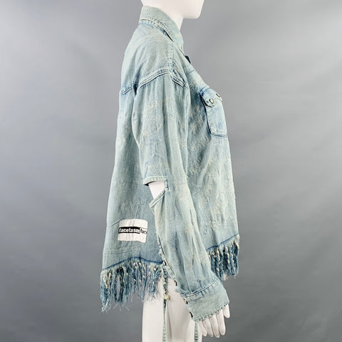 LEVI STRAUSS x FACETASM SS20 Size XS Mutation Blue Cotton Distressed Western Shirt