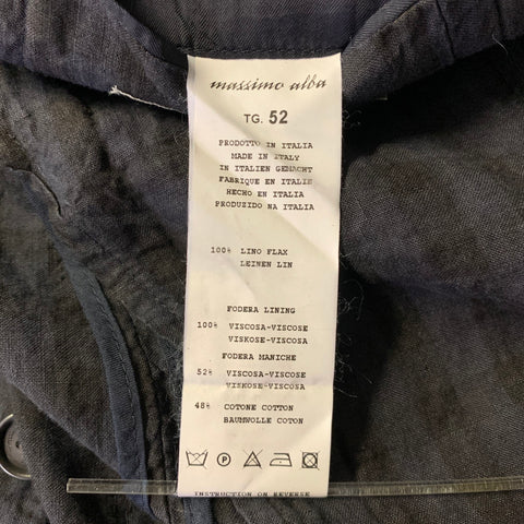 MASSIMO ALBA Chest Size 42 Navy Black Checkered Linen Notch Lapel Sport Coat