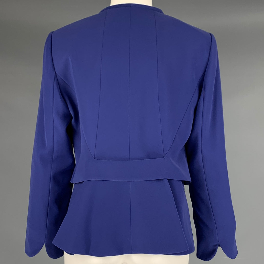 ARMANI COLLEZIONI Size 8 Blue Single Breasted Collarless Jacket