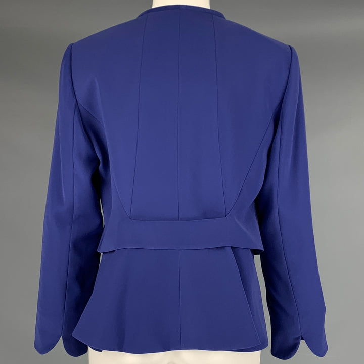 ARMANI COLLEZIONI Size 8 Blue Single Breasted Collarless Jacket
