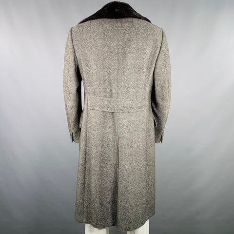 BERGDORF GOODMAN Size 44 Grey Black Tweed Wool Blend Overcoat
