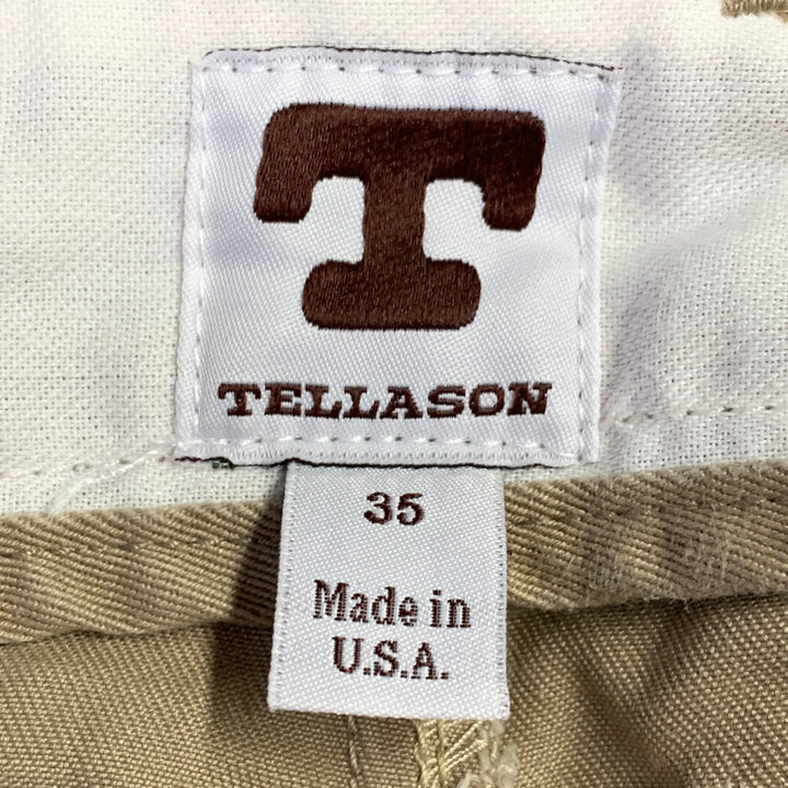 TELLASON Size 35 Khaki Cotton Button Fly Casual Pants