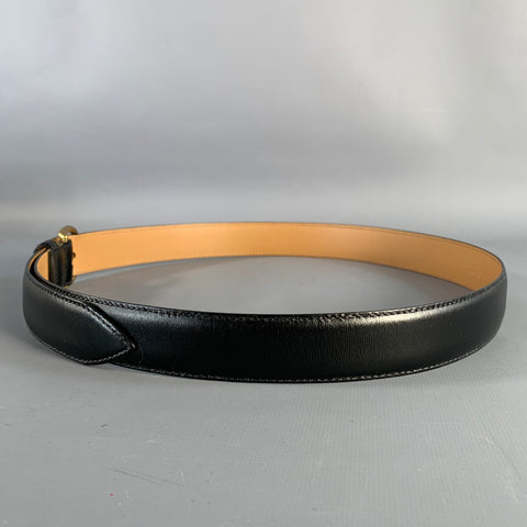 MORJAS Size 34 Black Gold Calfskin Leather Belt