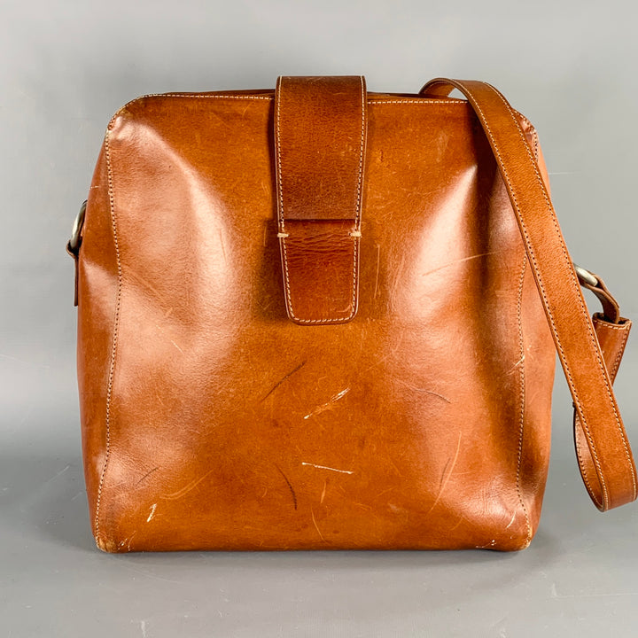 MAISON MARTIN MARGIELA Tan Distressed Calfskin Leather Shoulder Bag