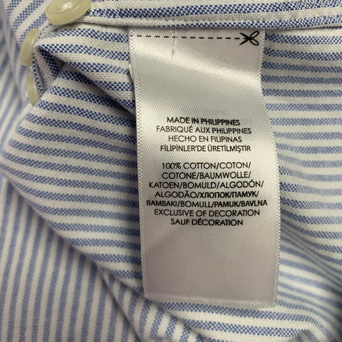 RALPH LAUREN Size S White Light Blue Stripe Cotton Button Down Long Sleeve Shirt