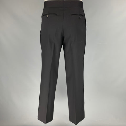 ARMANI COLLEZIONI Size 42 Black Wool Notch Lapel Single Button Tuxedo