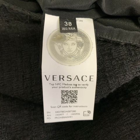 VERSACE Size 2 Black Gold Cotton Chain Mini Skirt