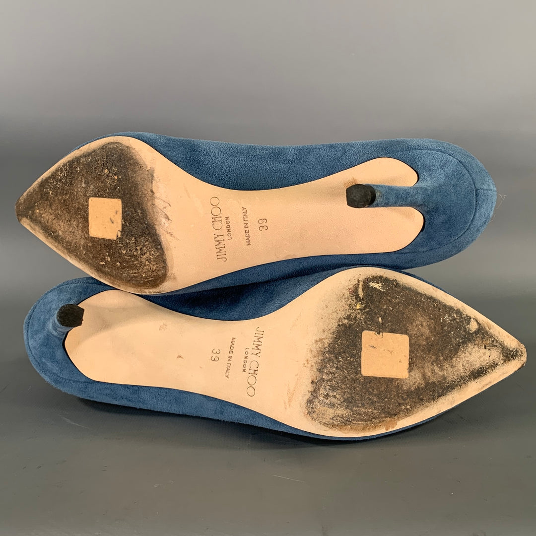 JIMMY CHOO Size 9 Blue Suede J0001474039 Suede Pumps