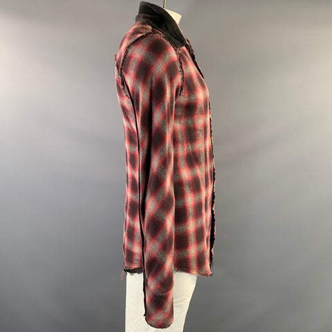 LE GRANDE BLEU Size L Red Brown Plaid Cotton Reversible Long Sleeve Shirt