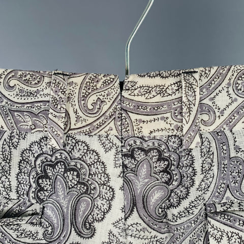 PS by PAUL SMITH Size 32 White Black Paisley Linen Flat Front Dress Pants