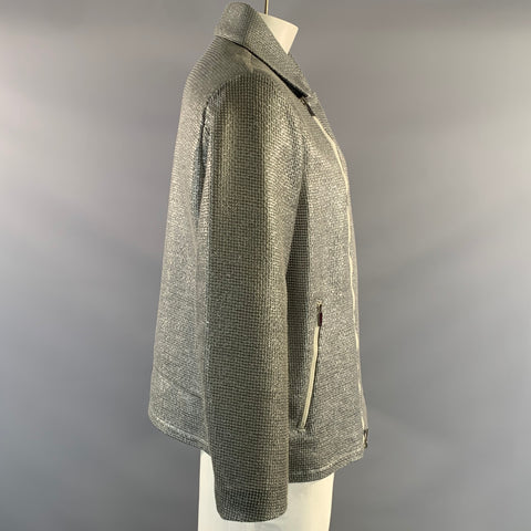 EMPORIO ARMANI 2013 Size 48 Silver Metallic Cotton & Polyamide Zip Up Jacket