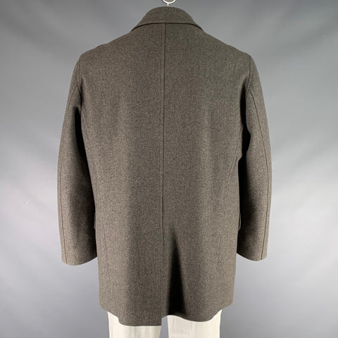 BRIONI Size XXL Grey Wool Double Breasted Coat