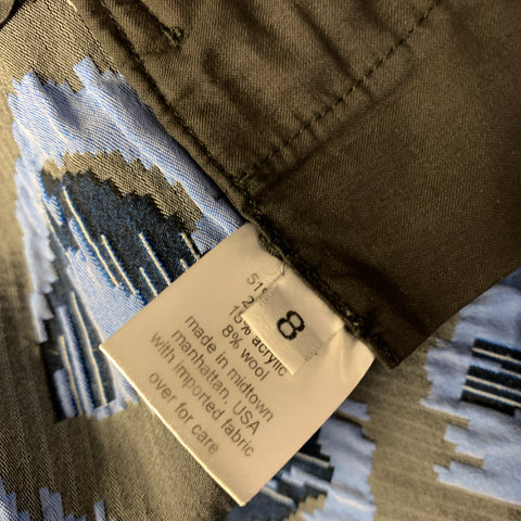 RACHEL COMEY Size 8 Blue Black & White Nylon Blend Geometric Casual Pants