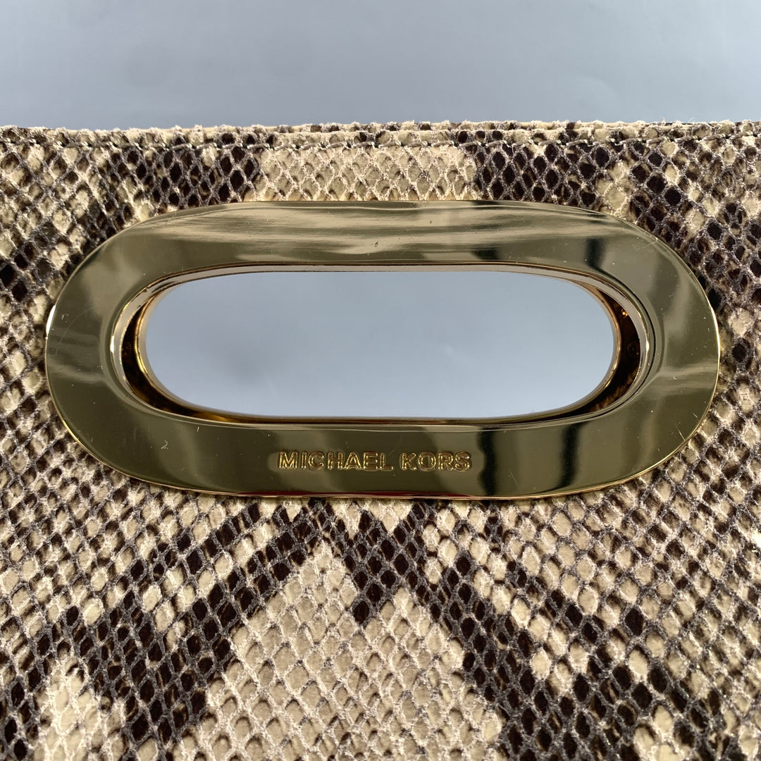 MICHAEL KORS Tan Brown Snakeskin Clutch Bags