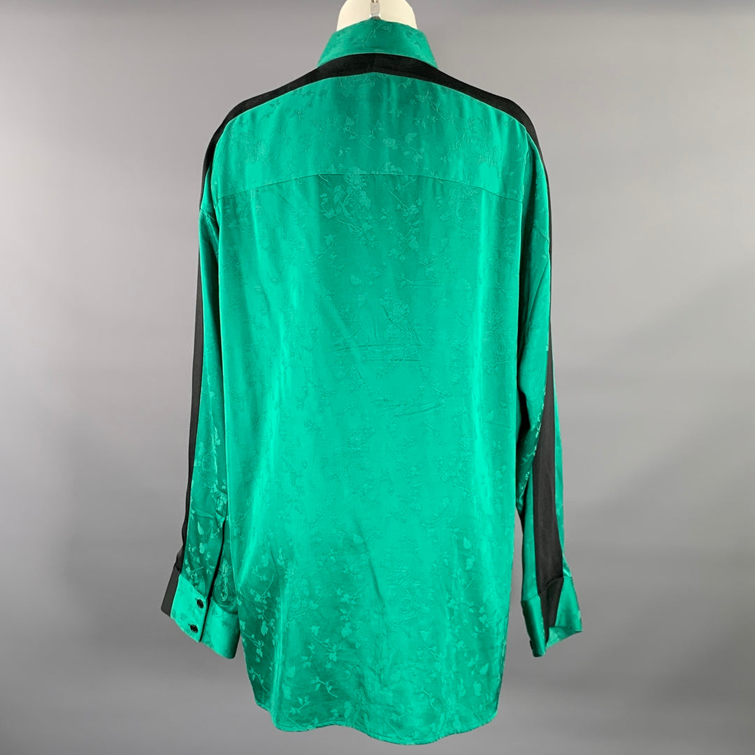 HAIDER ACKERMANN Size S Green Black Jacquard Button Down Shirt