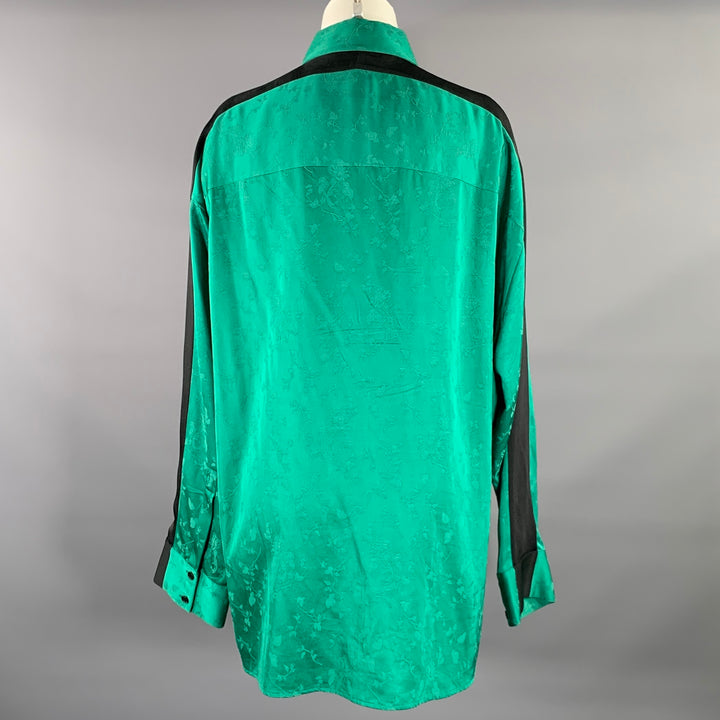 HAIDER ACKERMANN Size S Green Black Jacquard Button Down Shirt