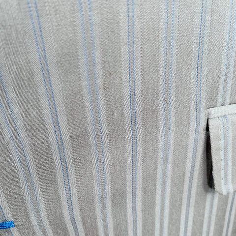 ASTOR & BLACK Size 46 Blue Taupe Stripe Single Breasted Peak Lapel Sport Coat