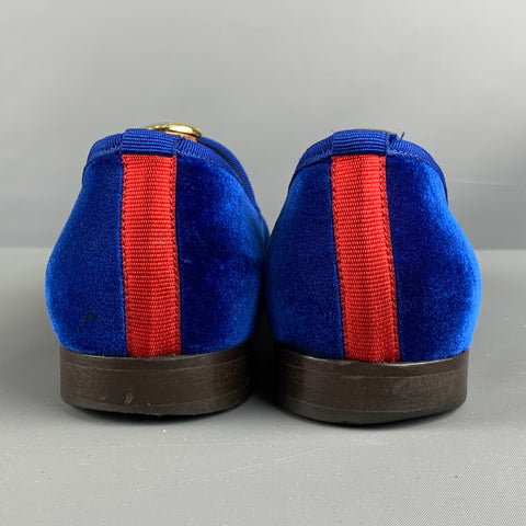 DEL TORO Size 9.5 Royal Blue Textured Velvet Slip On Loafers