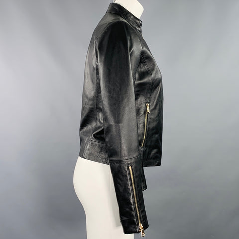 RALPH LAUREN Size XS Black Lambskin Leather Biker Jacket