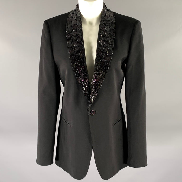 JEAN PAUL GAULTIER Size M Black Virgin Wool Button Shawl Lapel Blazer