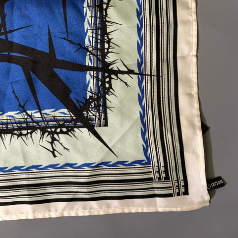 HAIDER ACKERMANN Blue Black & White Floral Silk Scarves