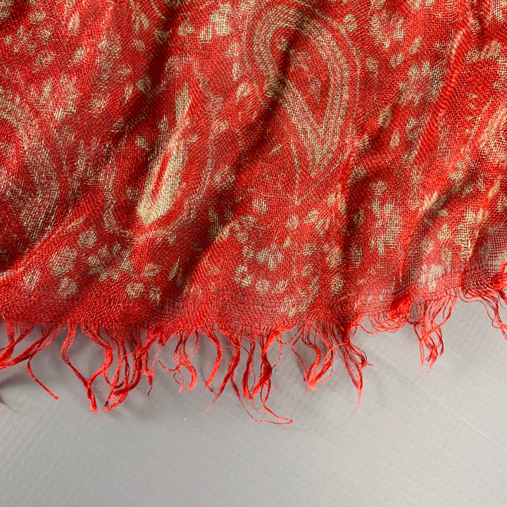 VINTAGE Burgundy Beige Paisley Scarf