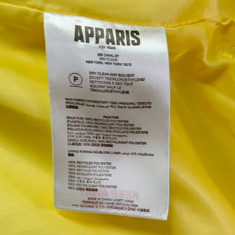 APPARIS Taille M Jaune Polyester Fausse Fourrure Col Cranté Surdimensionné Fermeture Agrafe Blouson