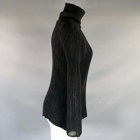 VANITE COUTURE Size One Size Black Polyester Spandex Pleated Dress Top