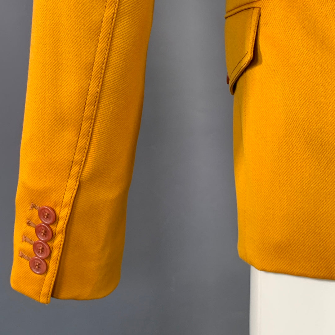 SIES MARJAN Size 36 Mustard Yellow Twill Virgin Wool Contrast Stitch Sport Coat