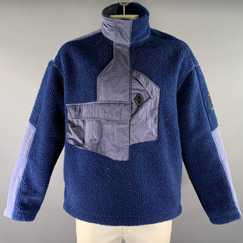 A-COLD-WALL Size L Navy Blue Textured Polyester Half Zip Sweatshirt