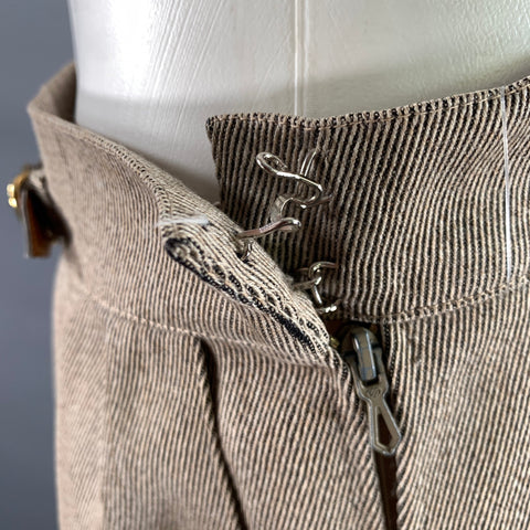 HERMES Size 10 Tan Wool Twill Pencil Knee-Length Skirt