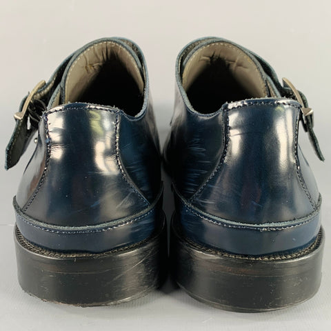 SPADA Size 12 Navy Leather Double Monk Strap Loafers