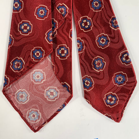 RRL by RALPH LAUREN Burgundy Blue & Cream Silk Tie
