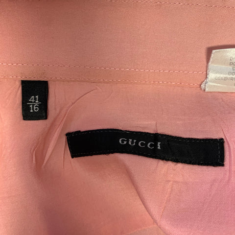 Chemise en Soie Boutonnée à Manches Longues GUCCI Taille M Rose Pêche