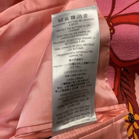 TOM FORD Size XS Pink Orange Floral Peak Lapel Jacket Indoor Blazer