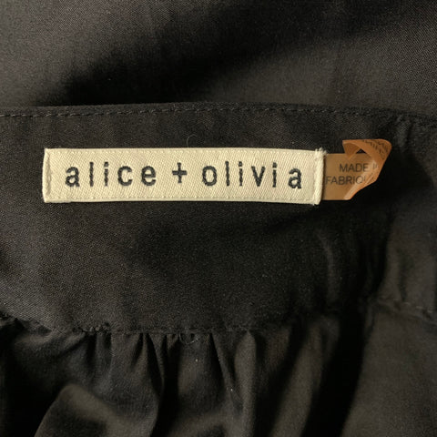 ALICE + OLIVIA Size S Black Cotton/Nylon Stripe A-Line Knee-Length Skirt