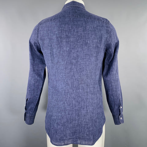 BOGLIOLI Size M Blue Indigo Spread Collar Long Sleeve Shirt