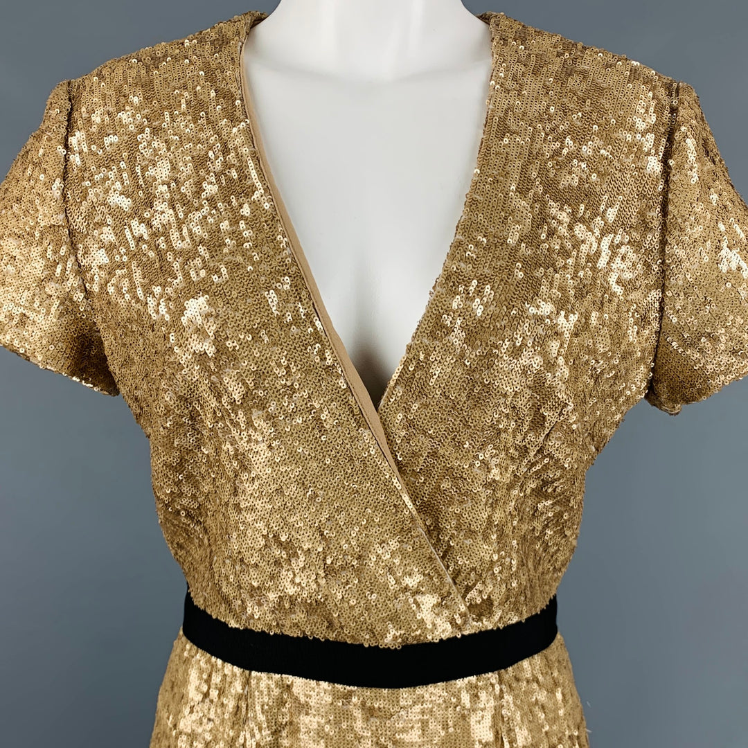 BURBERRY LONDON Size 8 Gold Viscose Blend Sequined Cocktail Dress Sui Generis Designer Consignment BURBERRY LONDON Size 8 Gold Viscose Blend Sequined Cocktail Dress Sui Generis Designer Consignment