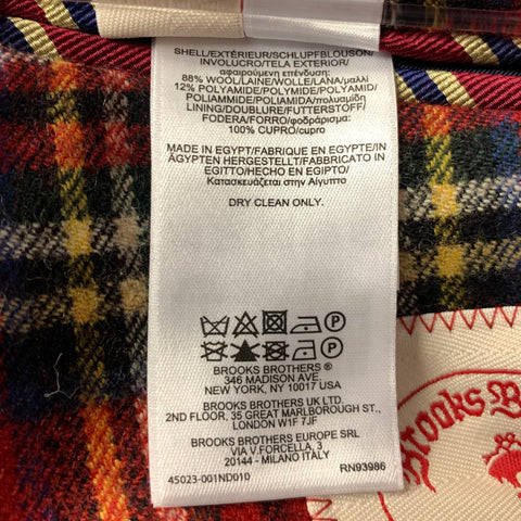 BROOKS BROTHERS Size 42 Red Tartan Wool Blend Sport Coat