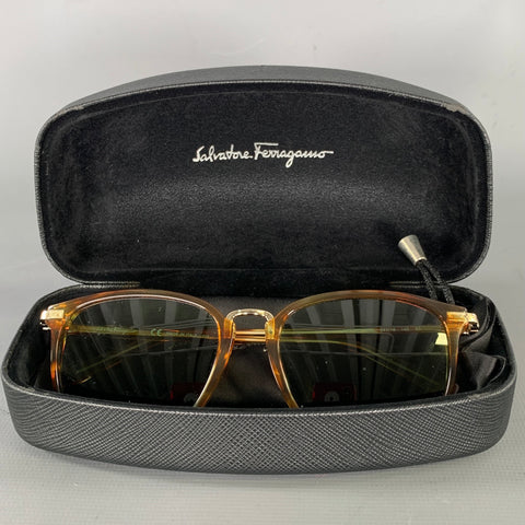 SALVATORE FERRAGAMO Brown Tortoise Acetate & Metal Sunglasses & Eyewear