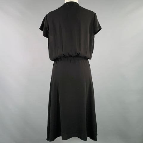 ISABEL MARANT Size 8 Black Cupro V-Neck Dress
