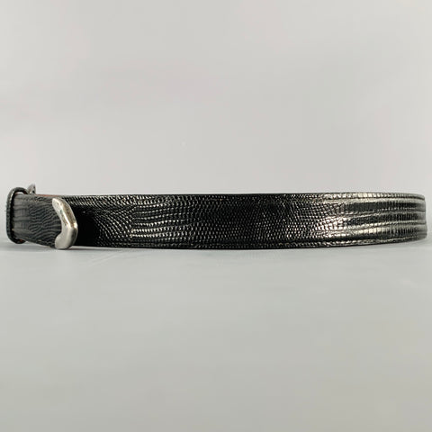 POLO by RALPH LAUREN Size 32 Black Silver Leather Lizard Belt