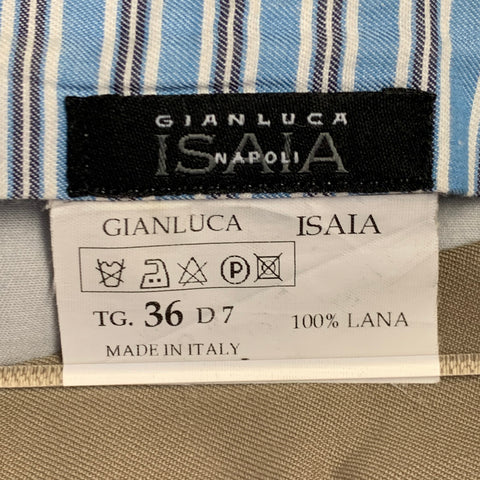 ISAIA Size 36 Beige Twill Wool Flat Front Zip Fly Casual Pants
