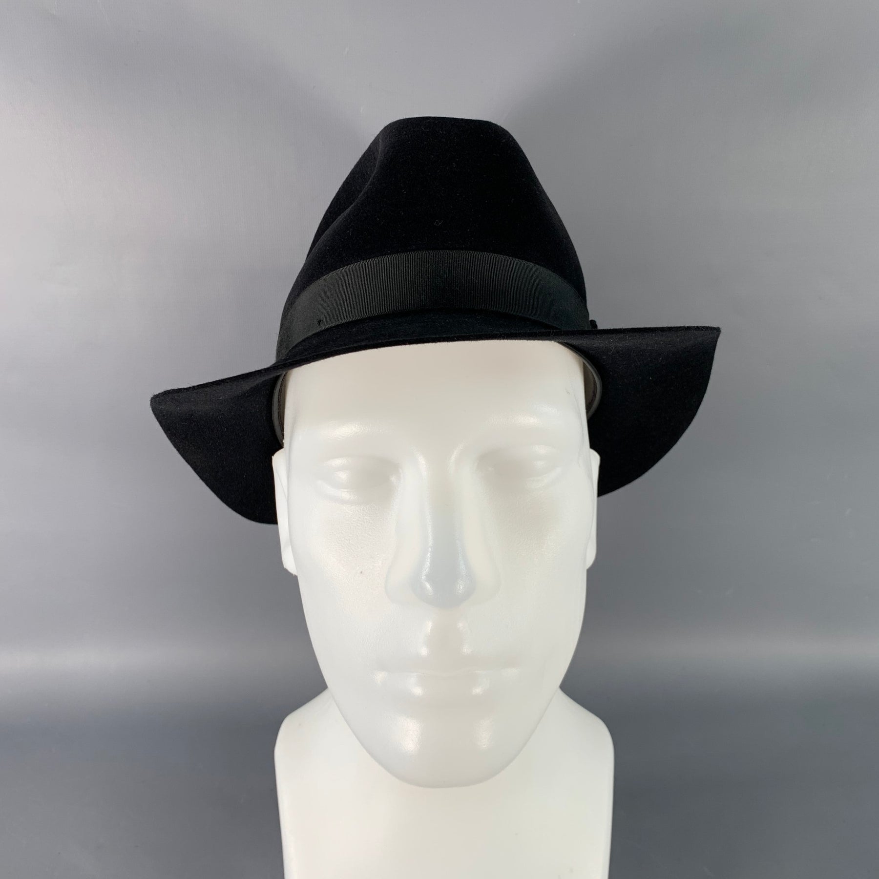 Flechet made in USA genuine shantung size large CHAPEAU FLECHET Vintage Size M Black Felt Fedora Hat – Sui  main image 3