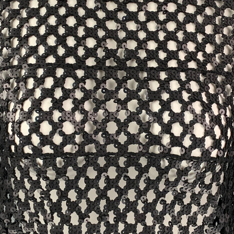 TORY BURCH Size XS Black Mesh Sequined Crew Neck Pullover