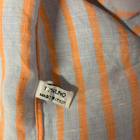 GIAMPAOLO PER MESSA CAPRI Size M Blue Orange Stripe Linen Long Sleeve Shirt
