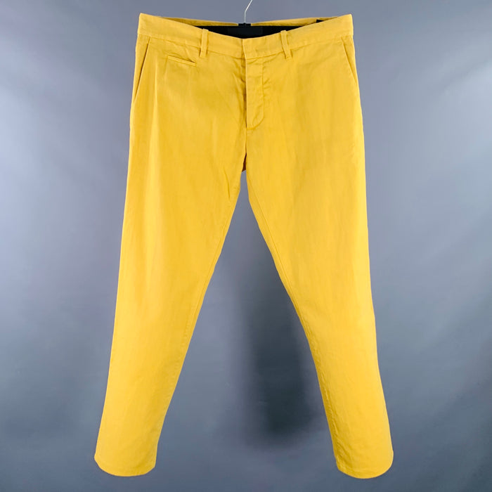 JIL SANDER Size 33 Mies Yellow Cotton Low Rise Button Fly Jeans