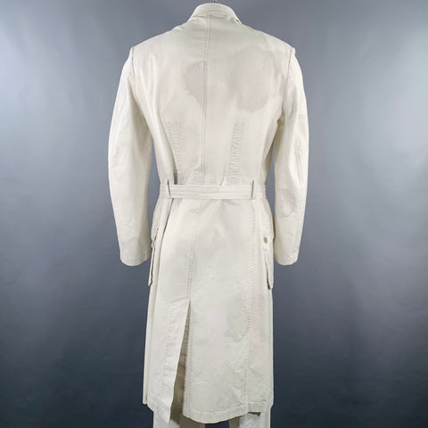YOHJI YAMAMOTO Size XL Light Grey Cotton Belted Coat
